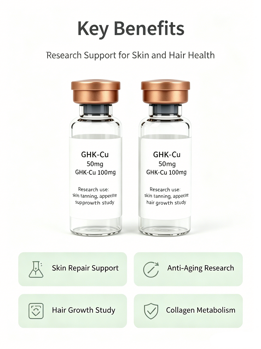Research Grade GHK-Cu Copper Peptide for Skin & Hair Study