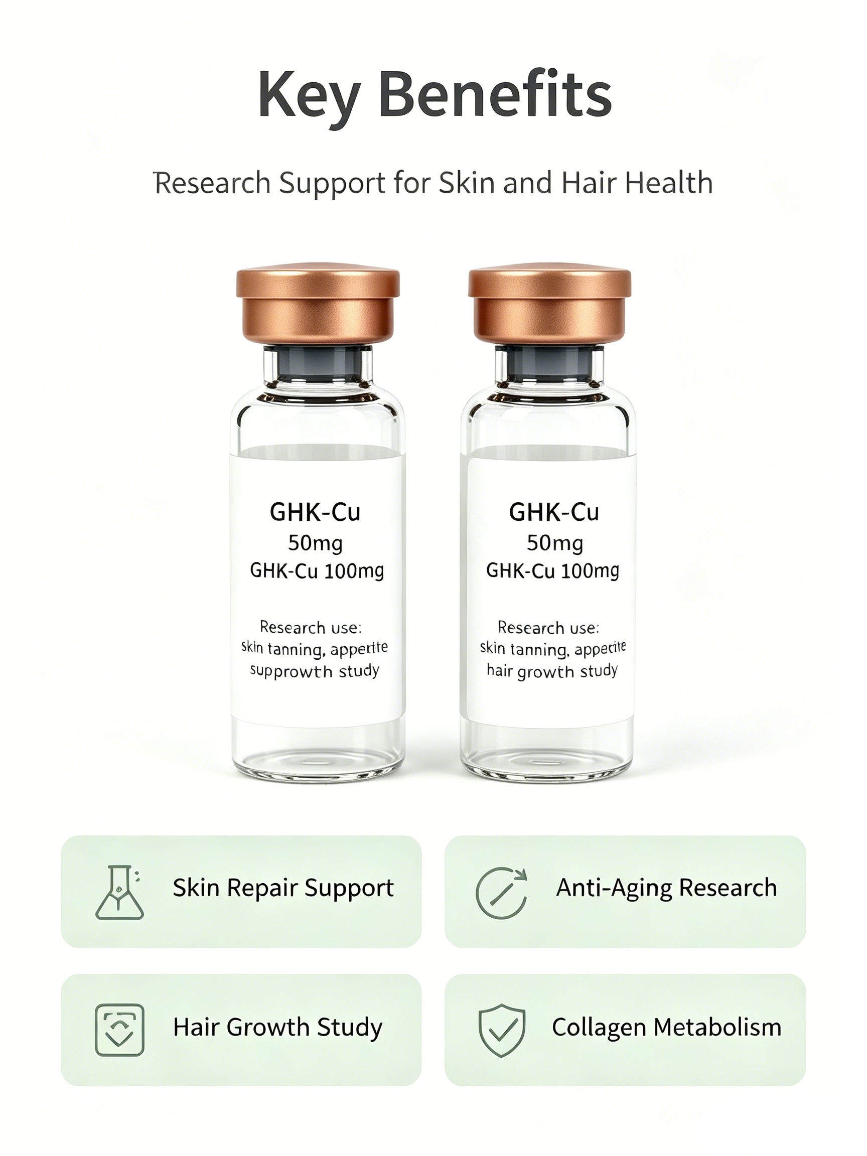 Research Grade GHK-Cu Copper Peptide for Skin & Hair Study