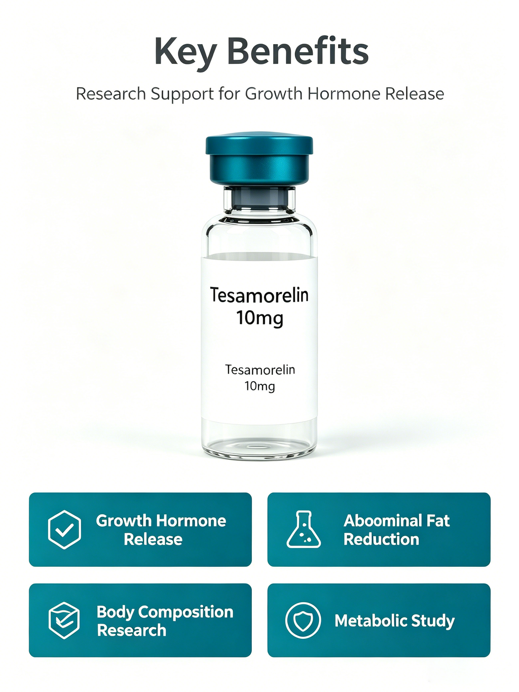 Tesamorelin 10mg Research Peptide Vial