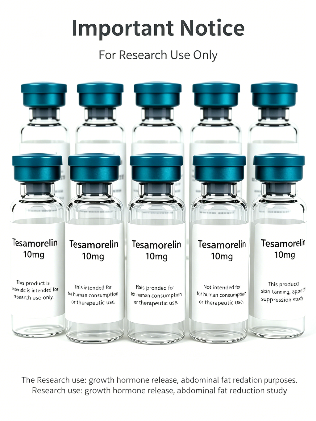 Tesamorelin 10mg Research Peptide Vial