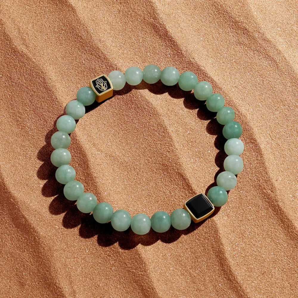 Abundant Support Jade Onyx Hamsa Bracelet — Large
