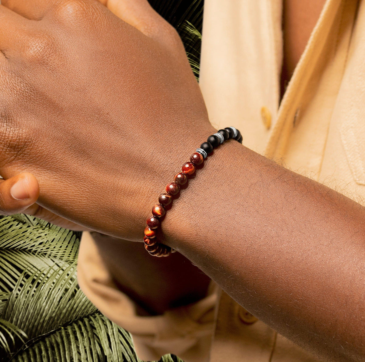 Spiritual Vitality - Onyx & Red Tiger's Eye Bracelet