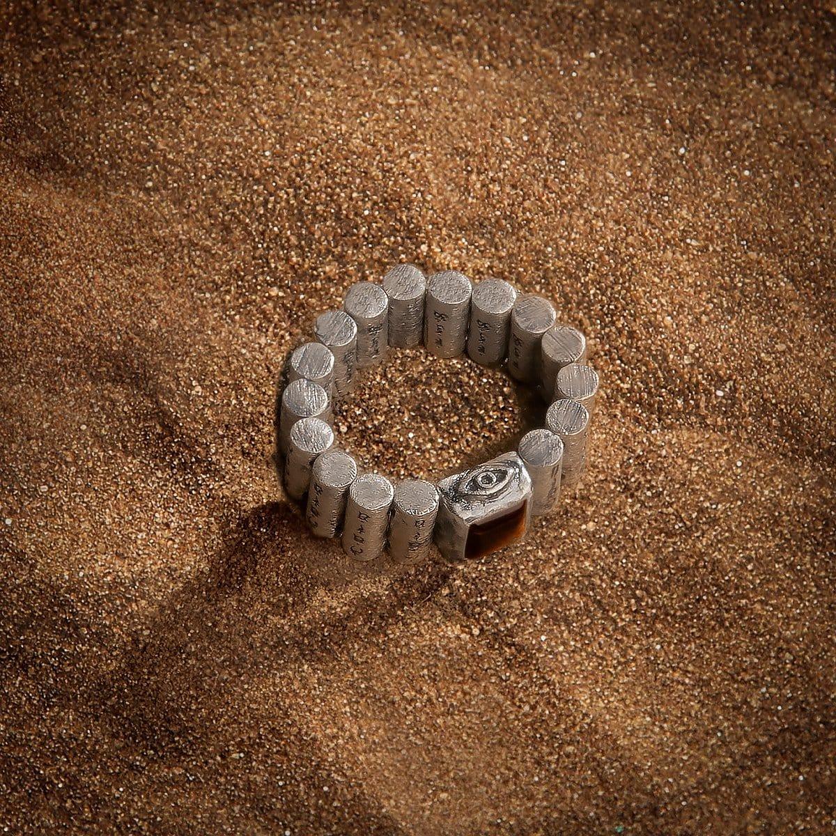 Fiery Courage - Tiger's Eye Mantra Ring