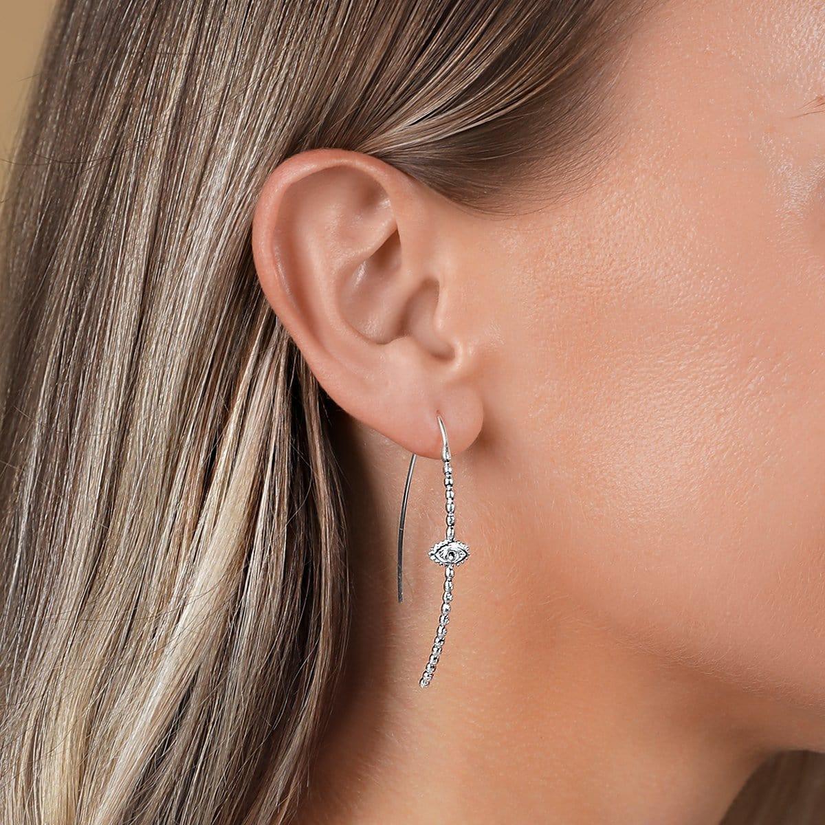 Protect Your Energy - Silver Evil Eye Hoop Earrings