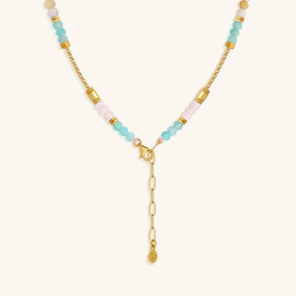 Nurturing Energy Rose Quartz Center Tube Beaded Necklace
