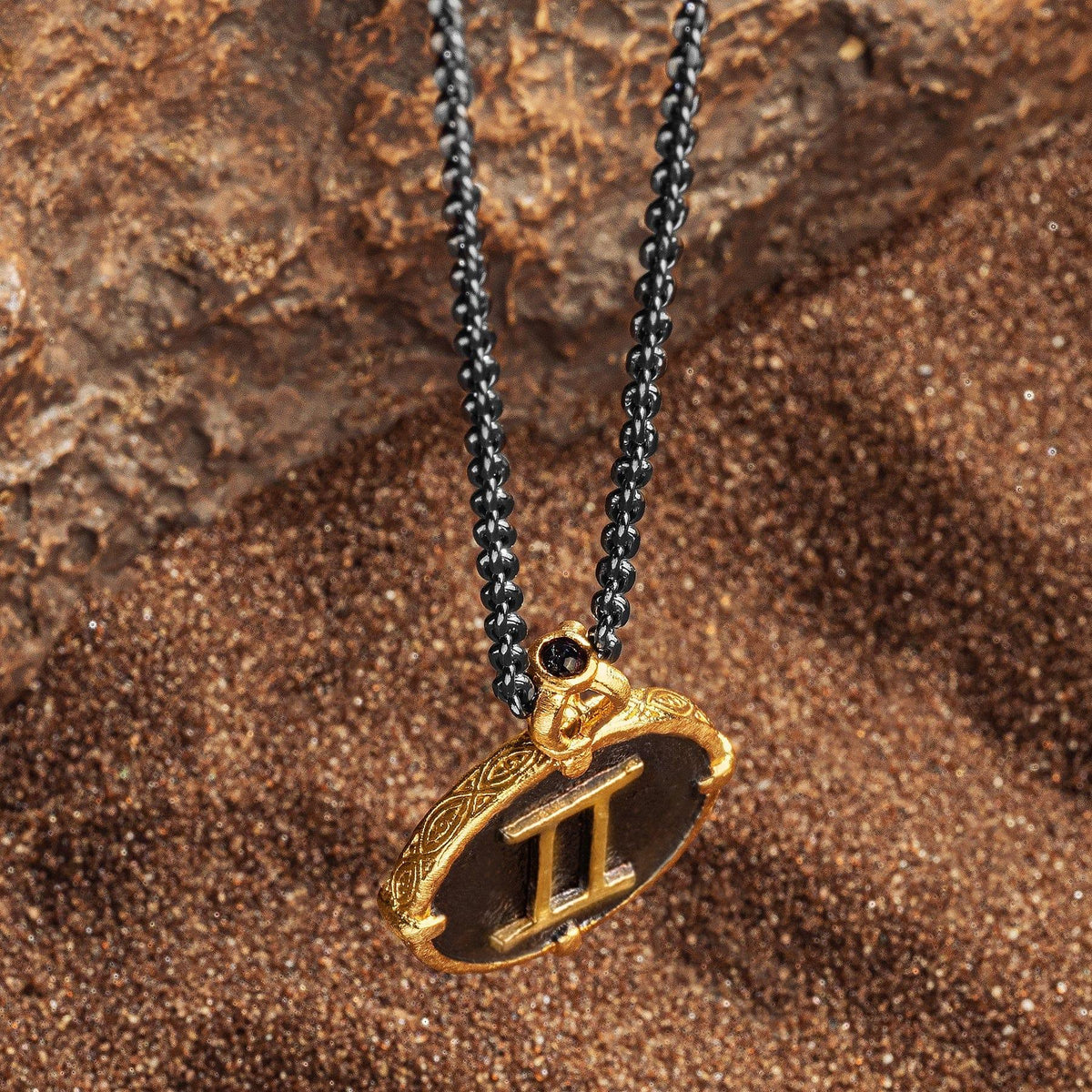 Amusing Charm - Gemini Zodiac Onyx Necklace