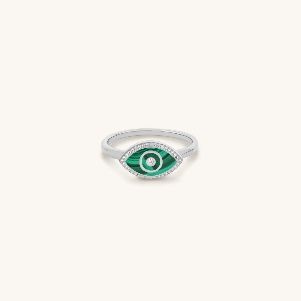 Clear Ambitions Malachite Evil Eye Ring — Size 7