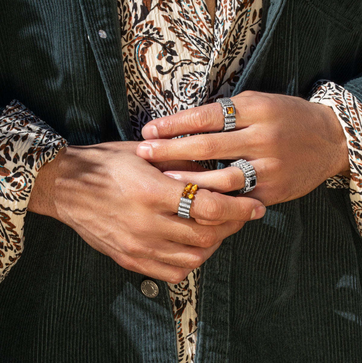 Fiery Courage - Tiger's Eye Mantra Ring