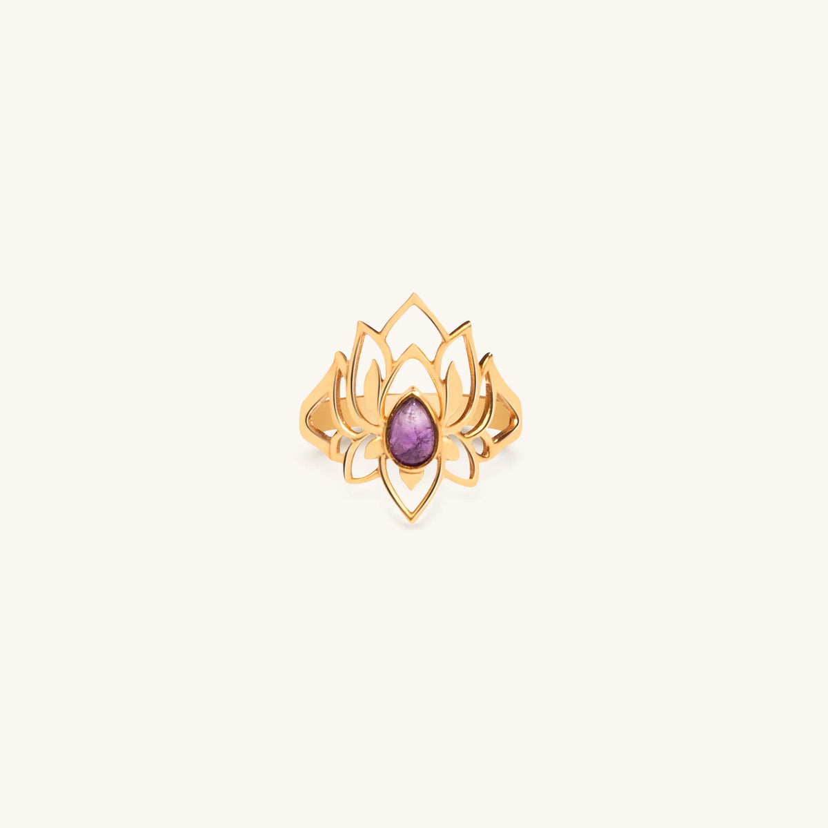Blessed Balance - Amethyst Lotus Ring