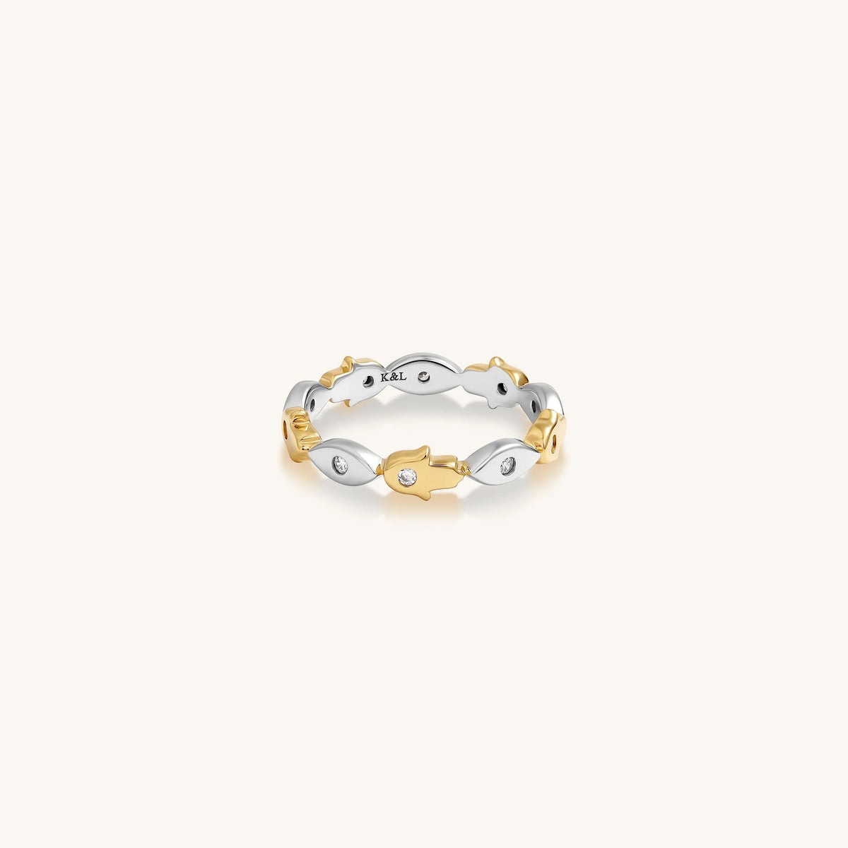 Fortune Balance Hamsa & Evil Eye Gold Ring