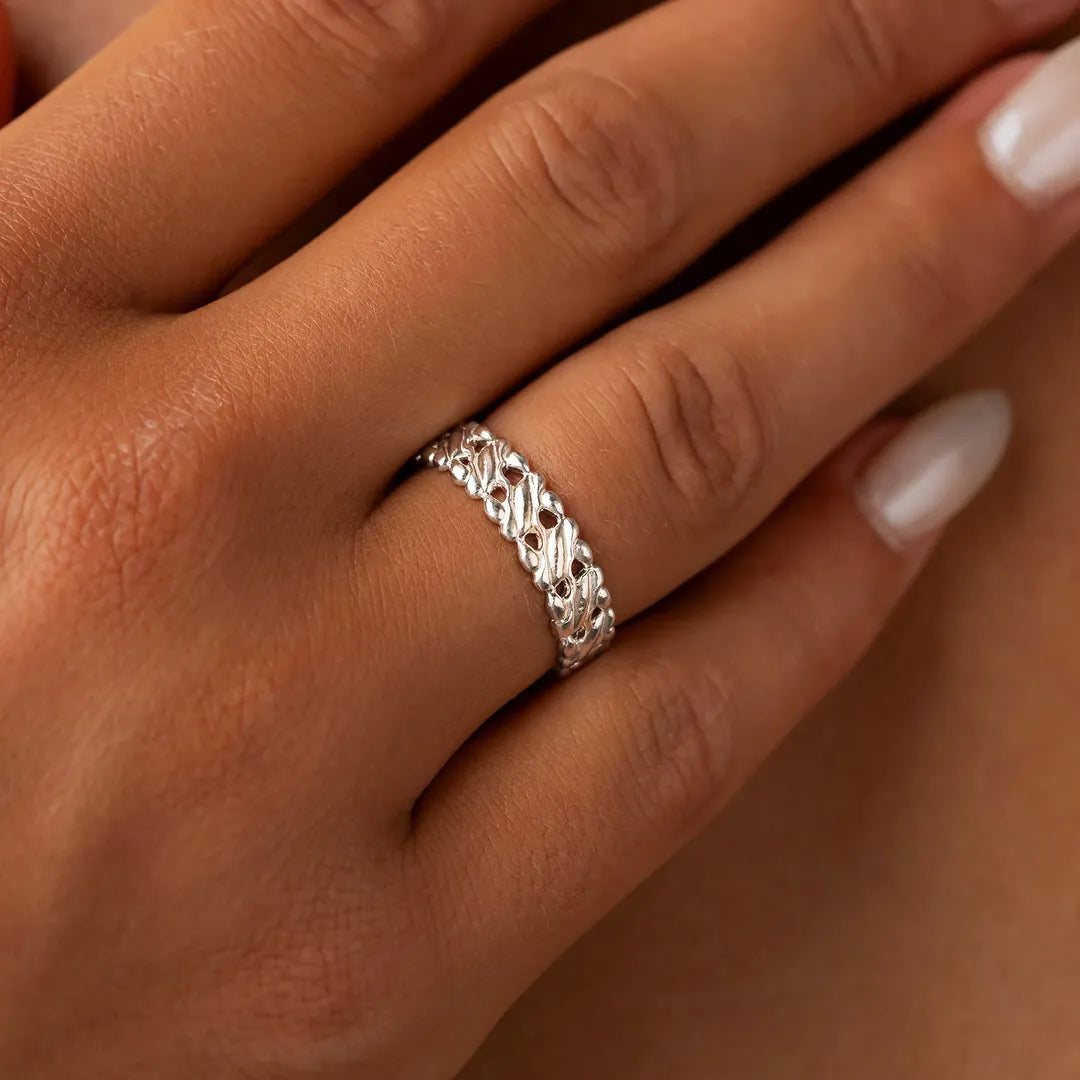 Flowing Harmony Sterling Silver Band — Size 7