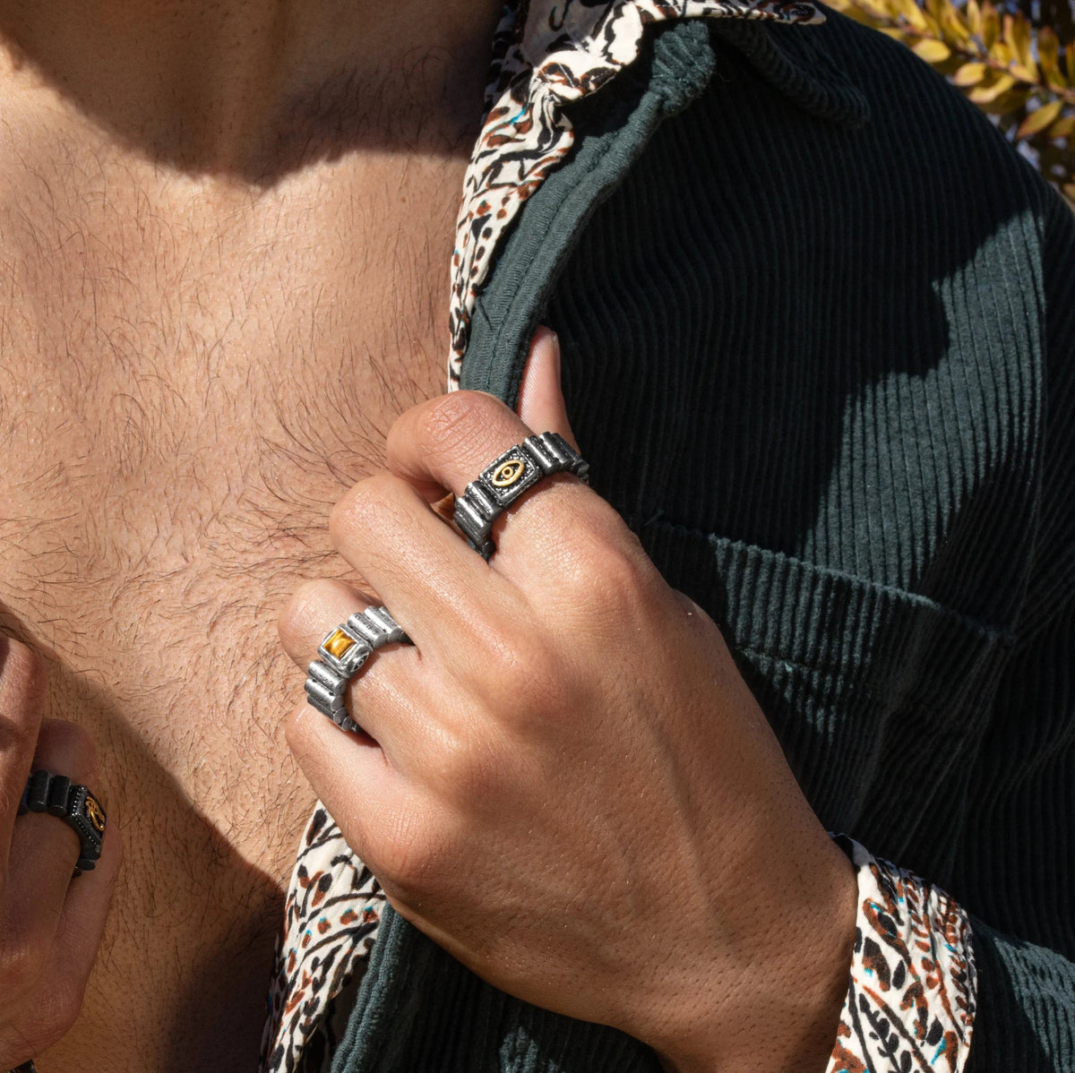 Fiery Courage - Tiger's Eye Mantra Ring
