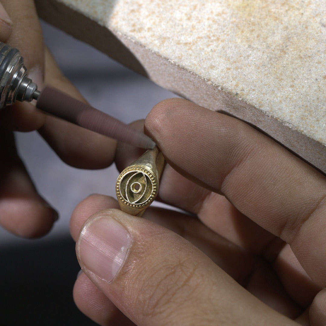 Dazzling Beauty Lab Blue Opal Evil Eye Ring