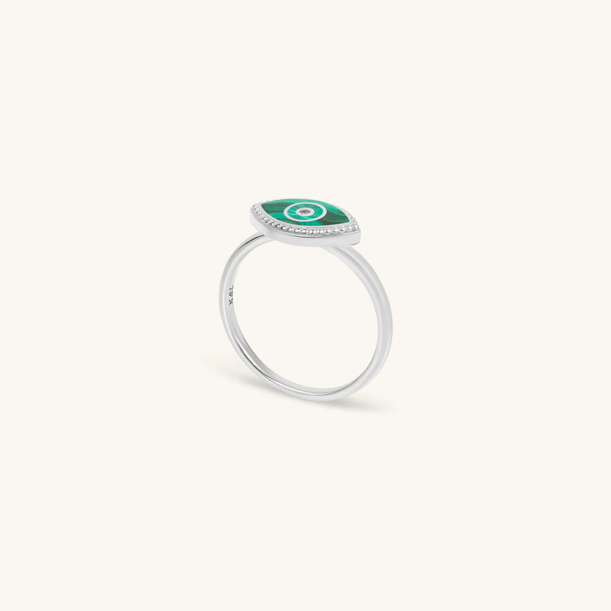 Clear Ambitions Malachite Evil Eye Ring — Size 8